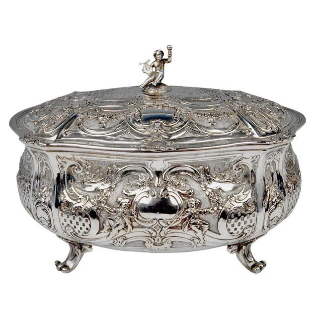 Large Lidded Bowl on Feet in Silver, Hanau, Germany, 1907-1910 For Sale - Image 10 of 10