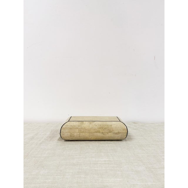 Maitland - Smith Vintage Tessellated Stone Box Brass Inlay Maitland Smith Style 1970s MCM Decor For Sale - Image 4 of 9