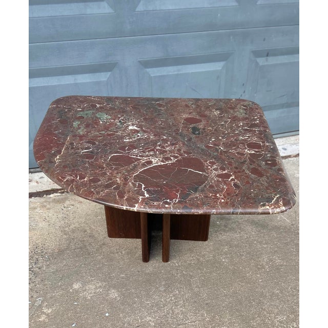 Mid-Century Modern Mid Century Modern Marble End Table With Teak Base | in the Style of Heinz Lilienthal For Sale - Image 3 of 12