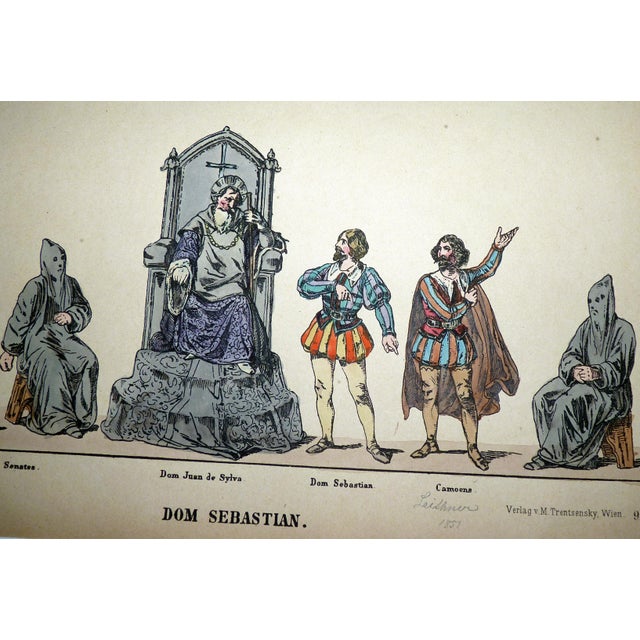 Paper Rare Set of 4 Matted 1857 Uncut Viennese Theater Costume Sheets by M. Trentsensky For Sale - Image 7 of 10