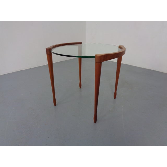 Modern Giotto Glass and Cherry Wood Side Table by Tarcisio Colzoni for Porada, Italy, 1990s For Sale - Image 3 of 13
