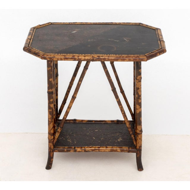 Chinoiserie Chinoiserie Lacquered Bamboo Two-Tier Side Table For Sale - Image 3 of 9