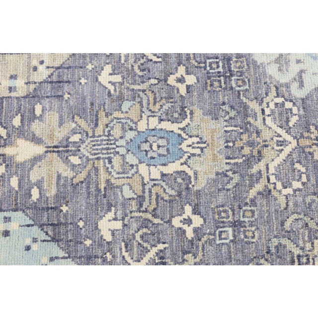 Modern Tabriz Style Rug – Lavender & Slate Blue Hand-Knotted Wool and Silk 9x12 For Sale - Image 4 of 11