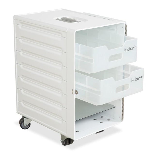 White Aircraft Trolleys with Box Containers from Bordbar, Set of 2 For Sale - Image 5 of 17
