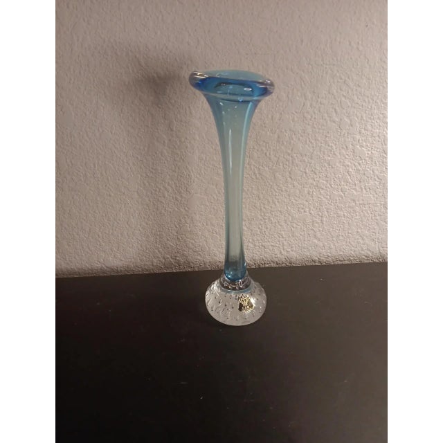 1980s Aseda Glasbruk Sweden Aqua Bud Vase For Sale In Dallas - Image 6 of 6