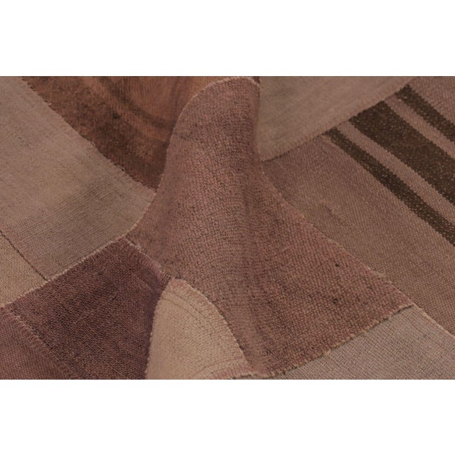 Textile Vintage Turkish Patchwork Rug in Soft Brown and Beige Tones - Rug & Kilim For Sale - Image 7 of 10