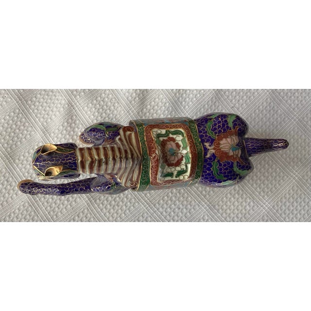 Vintage Chinese Cloisonné Horse Figurine on Carved Wooden Base – 9 1/4” Long For Sale - Image 9 of 12