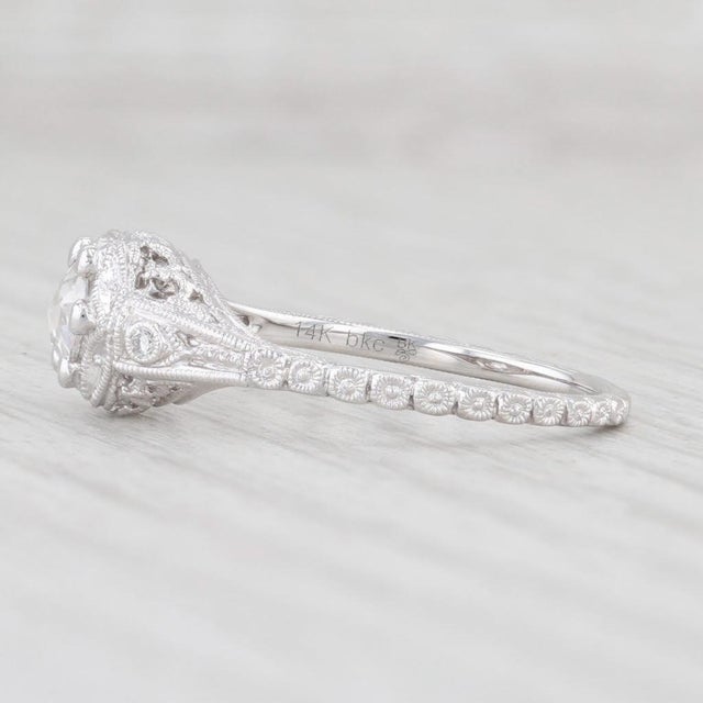 Art Deco New Beverley K Diamond Engagement Ring 14k White Gold Size 6.75 Round Solitaire For Sale - Image 3 of 8