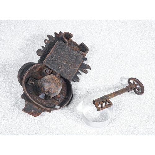 Antique Lock with Iron Key, 1800s For Sale - Image 13 of 18