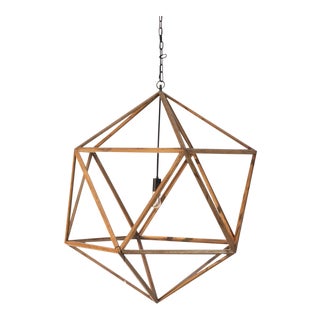 Natural Wooden Polyhedron Chandelier For Sale