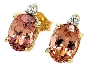 Natural Tourmaline Diamond Stud Earrings 14k Y Gold 1.76 TCW Certified