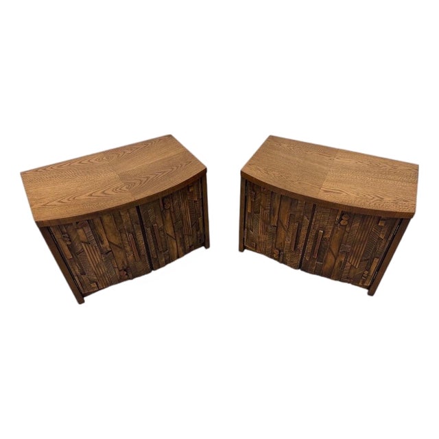 Mid-Century Modern Lane Pueblo Brutalist Nightstands - Set of 2 For Sale