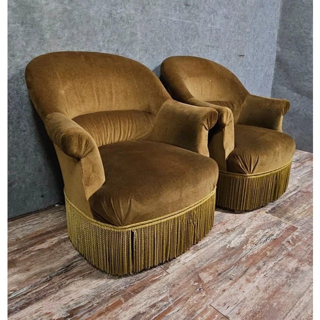 20th Century Velvet Toadstool Armchairs For Sale - Image 4 of 9