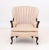 Queen Anne Style Pale Pink Silk Upholstered Arm Chair, with channel-back and carved cabriole legs. 35" H x 29.5" W x 31"...