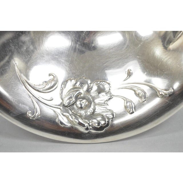 Silver Antique Victorian Floral Repousse Wma Rogers Silver Plated Footed Compote Dish For Sale - Image 8 of 11