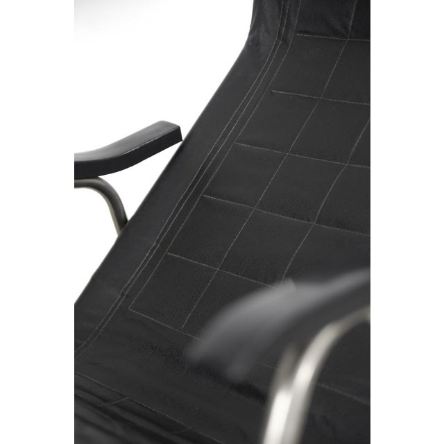 Postmodern Black Leather Rocking Chair by Takeshi Nii, 1950s For Sale - Image 17 of 18
