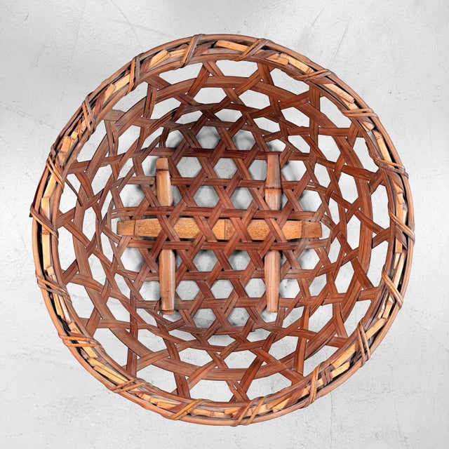 Mid-Century Modern Japanese Bamboo Zaru Harvest Basket, 1960s For Sale - Image 3 of 10