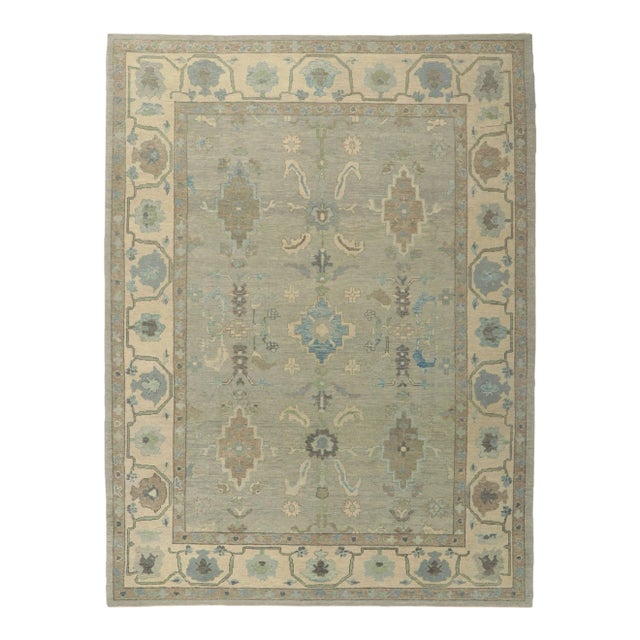 Modern Style Turkish Oushak Rug, 09'02 X 12'01 For Sale