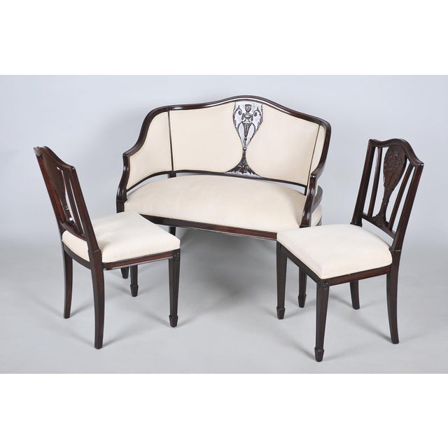 Art Deco Seating Set in Beech and Walnut, Czech, 1920s, Set of 3 For Sale - Image 14 of 14