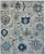 This handmade rug features an all-over floral design in navy blue, soft blue, taupe, and gray on an ivory ground. Large...