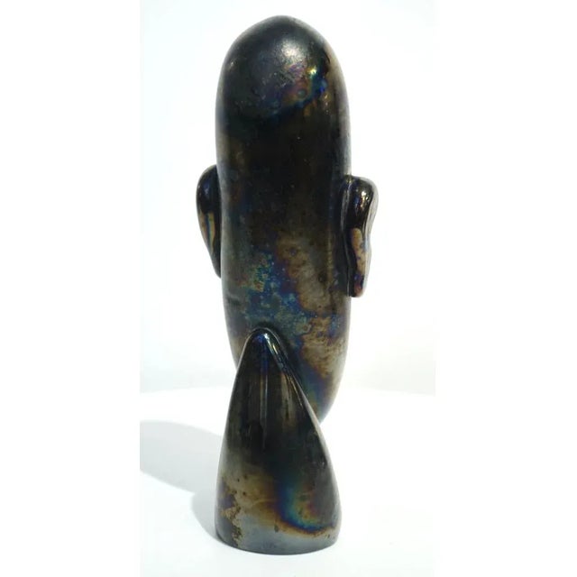 Italian Modernist Black Iridescent Murano Glass Sculpture For Sale - Image 4 of 9