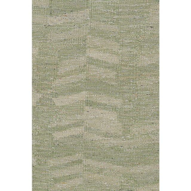 Mid-Century Modern Rug & Kilim’s Scandinavian Style Rug in Green and Cream, With Geometric Patterns For Sale - Image 3 of 7