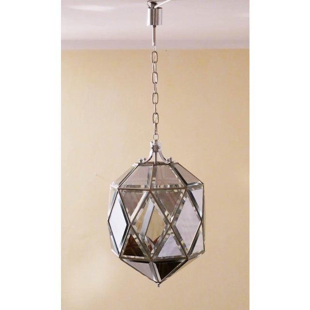 Mirrored Crystal Ceiling Lamp, Italy, 1970s For Sale - Image 6 of 7