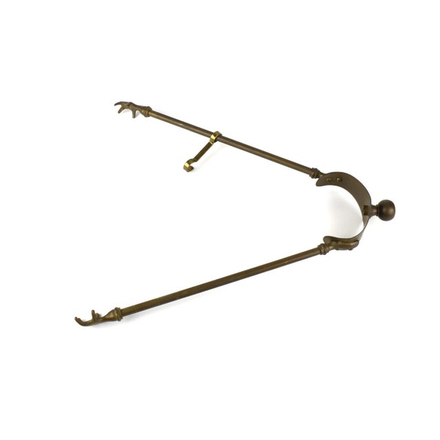 Metal Early 20th Century English Heavy Solid Brass Fireside Companion Fireplace Tools & Stand For Sale - Image 7 of 13
