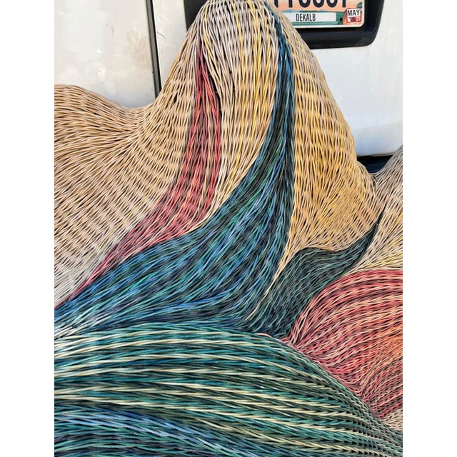 Wood 1970s Oversized Sally Bright Wicker Wave Design Art For Sale - Image 7 of 11