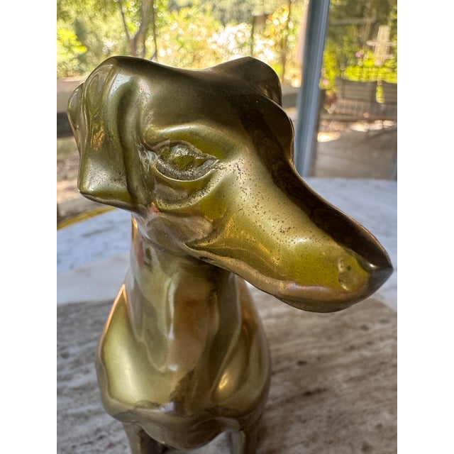 Brass Midcentury Solid Brass Sitting Dog Statue For Sale - Image 8 of 11