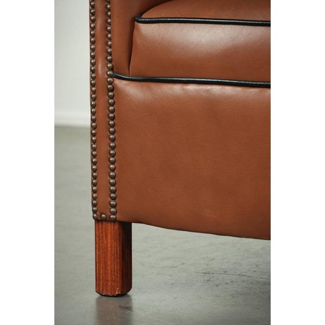 English Cowhide Leather Club Armchair For Sale - Image 12 of 14