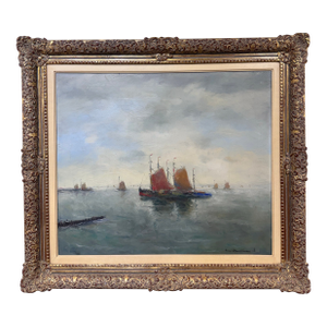 Ship Leaving Harbor Oil Painting