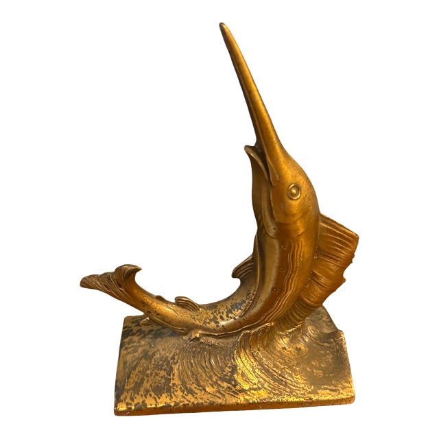 Vintage Brass Marlin Swordfish Sculpture For Sale