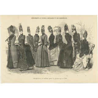 Journal des Dames et des Demoiselles, Panoramic Couture Study, 1887, Paper For Sale