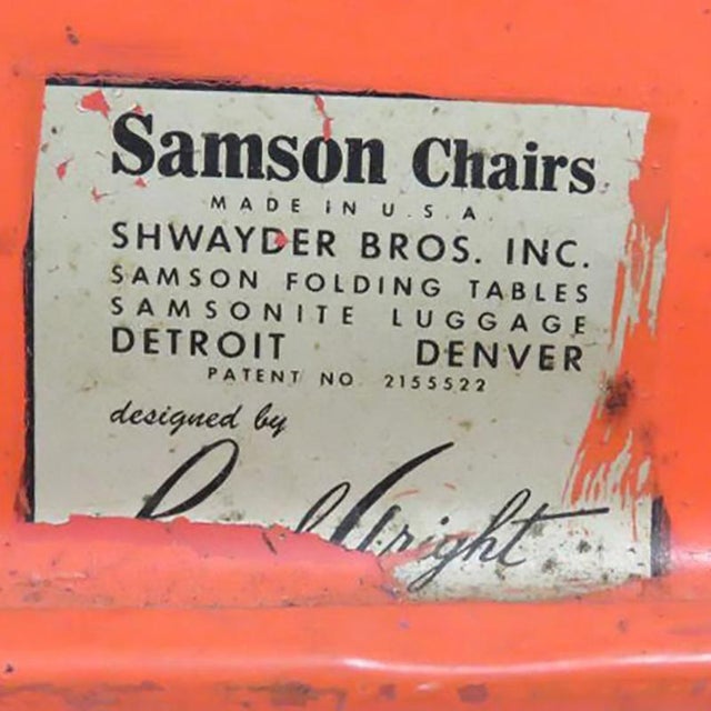 Red 1950s Russel Wright Outdoor/Patio Steel Folding Chair by Schwayder Bros For Sale - Image 8 of 8