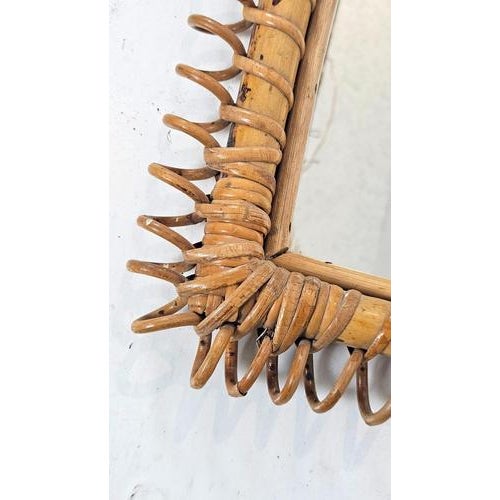 1960s Mid-Century Rectangular Rattan Mirror by Franco Albini, Italy, 1960s For Sale - Image 5 of 9