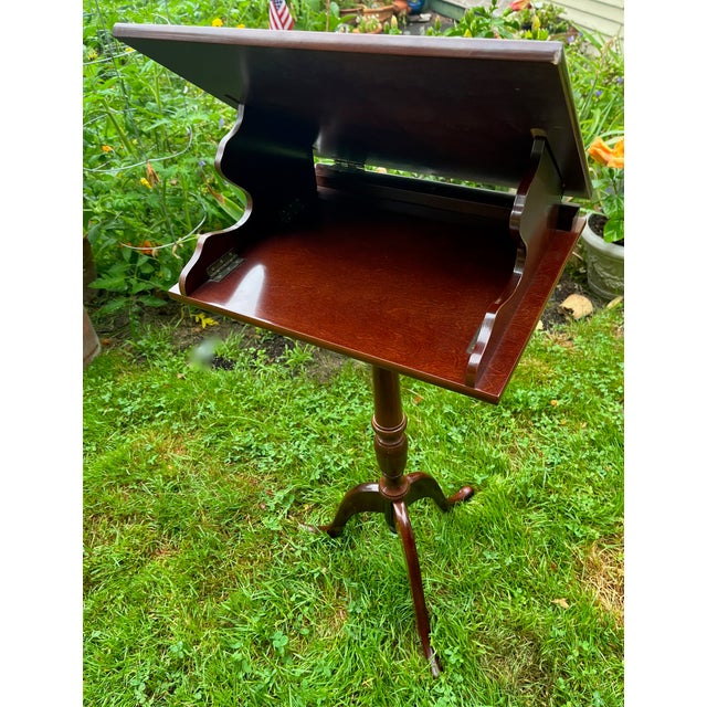 Wood Bombay Co. Lecturn Bookstand Cherry Wood Tripod Feet Adjustable Top For Sale - Image 7 of 9
