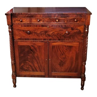 Early 19c American Empire Flame Mahogany Cabinet For Sale