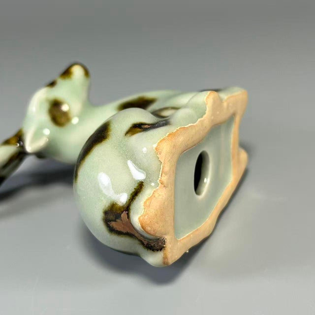 Mid 19th Century Longquan Celadon Deer‑Shaped Ornament With Russet‑Spot Glaze For Sale - Image 5 of 6