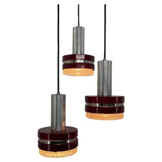 Italian Metal & Glass Cascade Pendant, 1960s For Sale