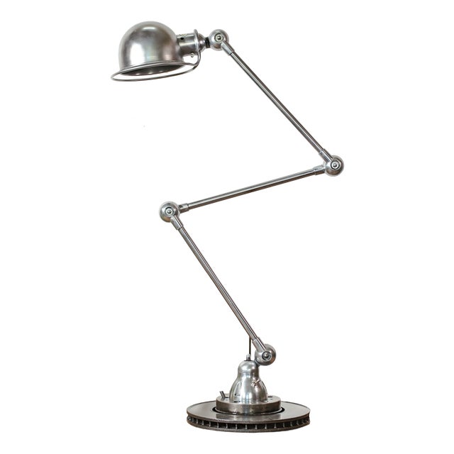 Jieldé Three-Arm Workshop Lamp on Brake Disc, 1950s For Sale
