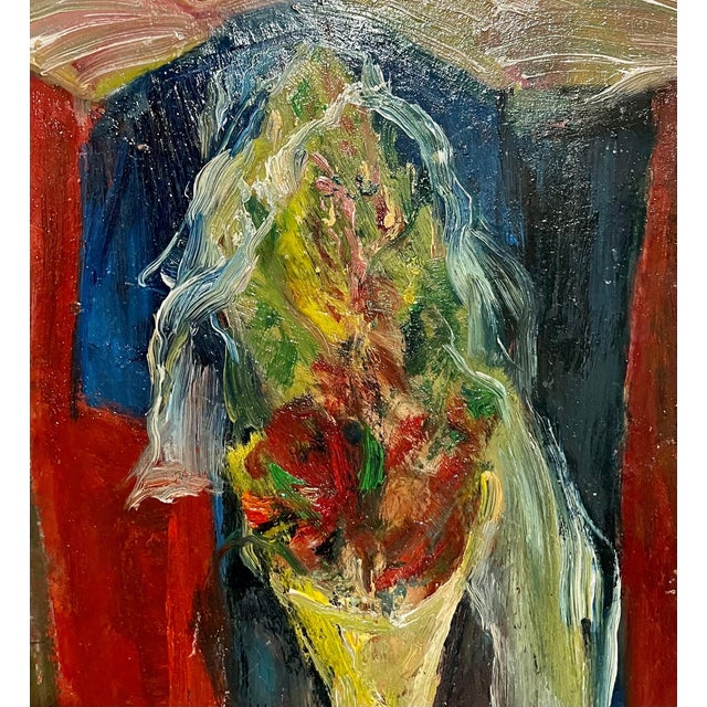 Red Norman Carton, American Abstract Expressionist Flowers Oil Painting Norman Carton Wpa Artist For Sale - Image 8 of 14