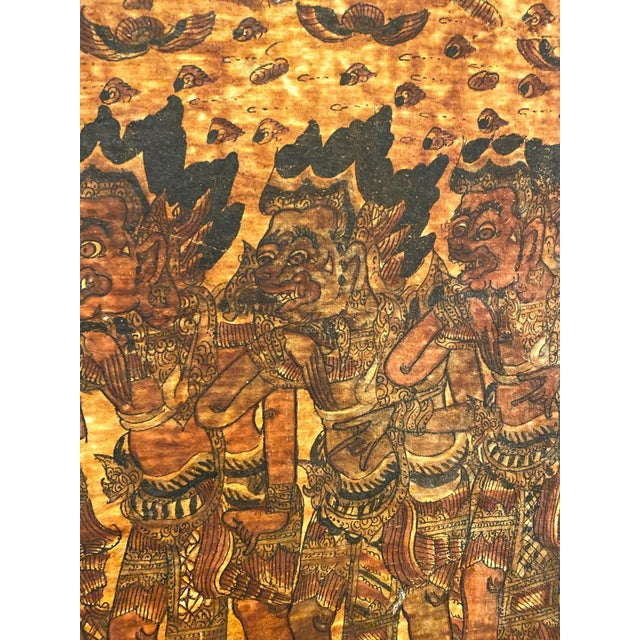Antique Balinese Kamasan Wayang Painting – Traditional Mythological Scene 31" For Sale - Image 4 of 12
