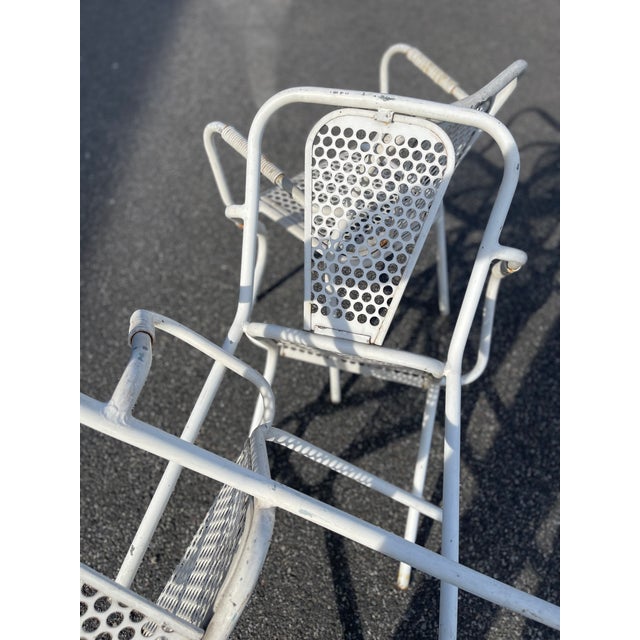 1950s Industrial Metal Bistro Armchairs by Rene Malaval, France, 1950, Set of 3 For Sale - Image 5 of 11