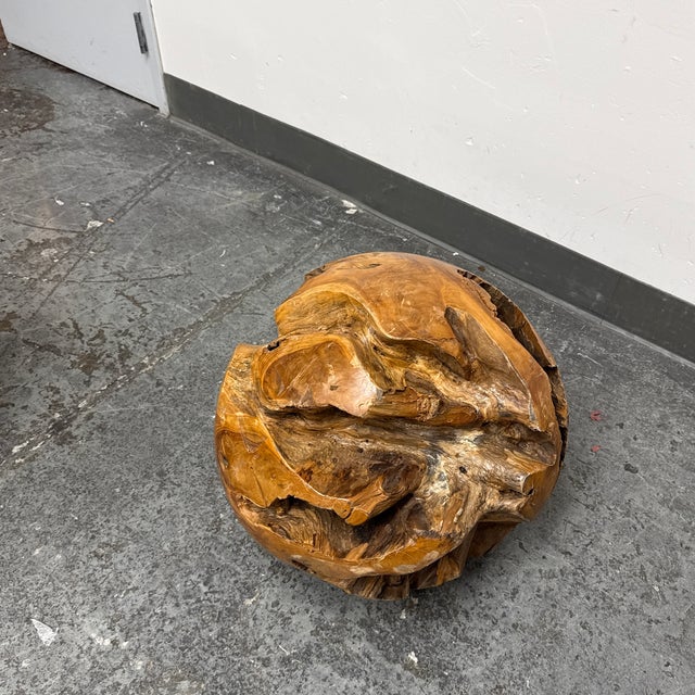 Contemporary Wood Root Hand-Carved Organic Sculpture Sphere, Small For Sale - Image 3 of 12