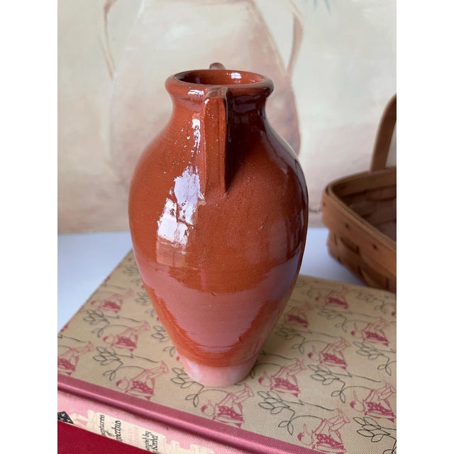 Signed Gary Nieter Terracotta Pottery Vase Rustic Farmhouse French Country Artisan Jug For Sale - Image 4 of 9