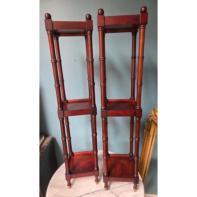 English 3 Tiered Faux Bamboo Stand Pedestal - 2 Available For Sale - Image 3 of 14