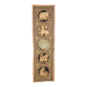 Vintage Burmese Kalaga Tapestry Embroidered Wall Hanging 1960