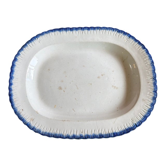 Antique Staffordshire Pearlware Blue Feather Edge Platter, Circa 1820’s For Sale