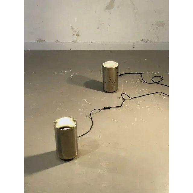 Metal Cylindrical Corfou Table Lamps from Saint-Germain Lumière, France, 1980s, Set of 2 For Sale - Image 7 of 10